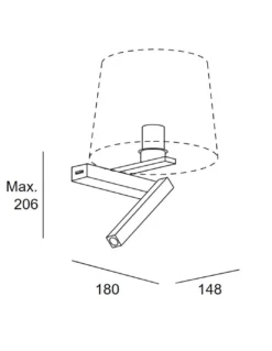 Aplique de pared Hall Derecho – LedsC4 – Lámpara de lectura con pantalla, LED+E27 2700K