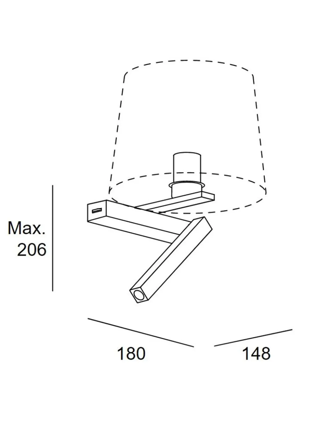 Aplique de pared Hall Derecho – LedsC4 – Lámpara de lectura con pantalla, LED+E27 2700K
