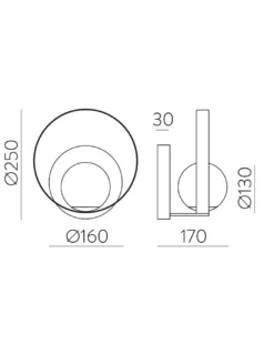 Aplique de pared Halo - ACB - Lámpara minimalista en negro o dorado