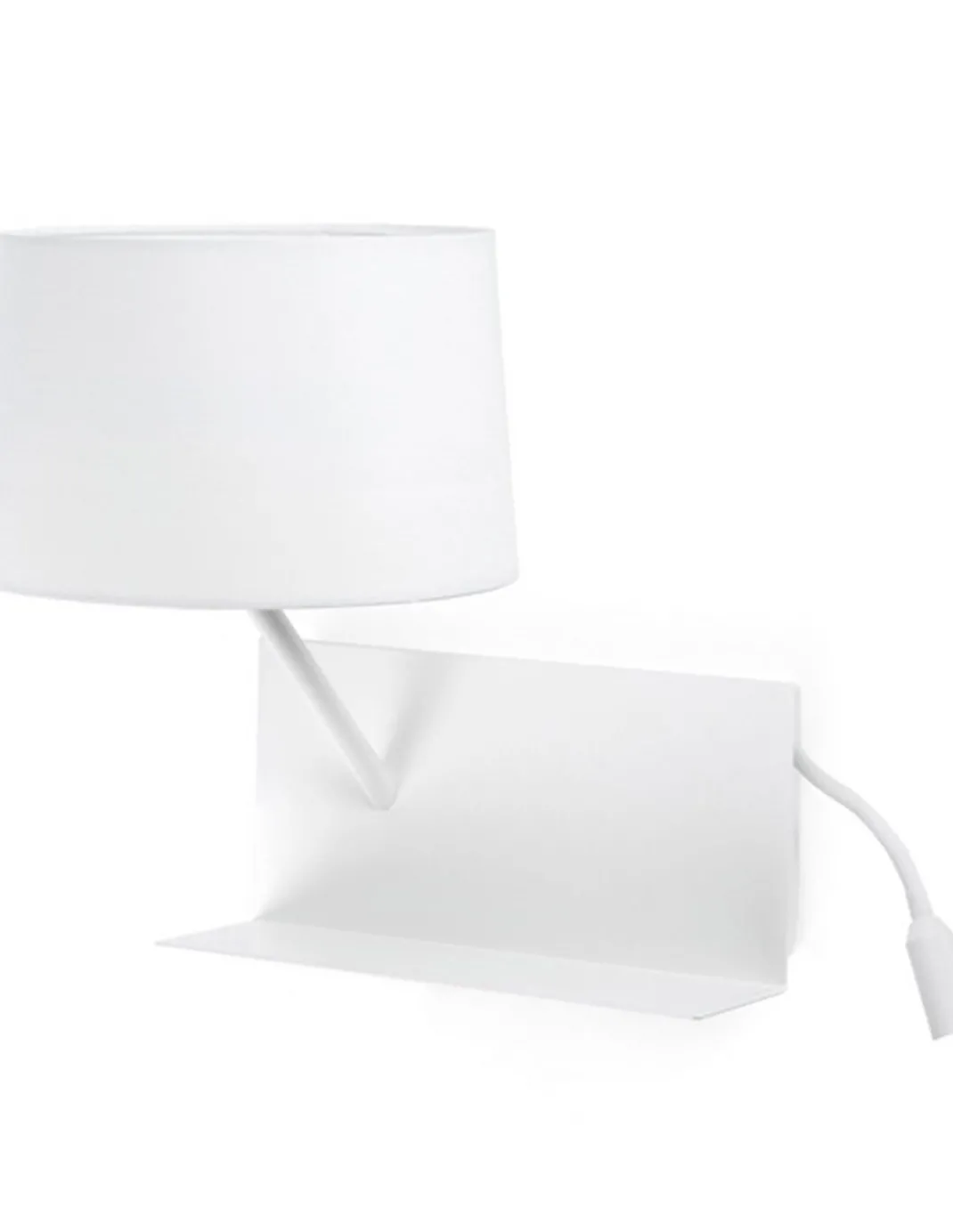 Aplique de pared Handy Izquierda – Faro – Lámpara blanca con bandejita y lector