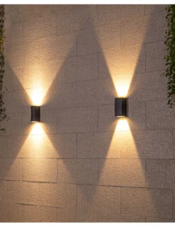 Aplique de pared Helio - Iberlamp - Lámpara de exterior antracita, doble iluminación