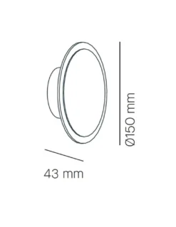Aplique de pared Horizon W15 - Milan - Lámpara redonda minimalista negra, 15 cm