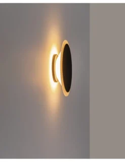 Aplique de pared Horizon W15 - Milan - Lámpara redonda minimalista negra, 15 cm