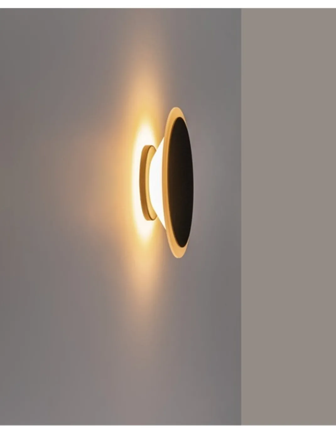 Aplique de pared Horizon W15 - Milan - Lámpara redonda minimalista negra, 15 cm