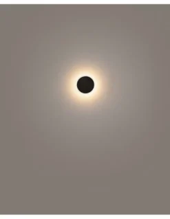 Aplique de pared Horizon W15 - Milan - Lámpara redonda minimalista negra, 15 cm