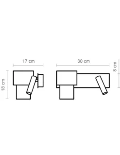 Aplique de pared Kan – Luxcambra – Lámpara con lector LED en dos colores, Pantalla cotonet