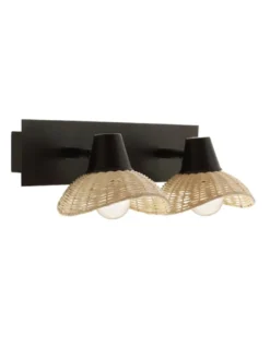 Aplique de pared Kasteli - IDP Lampshades - Lámpara con 2 pantallas de mimbre