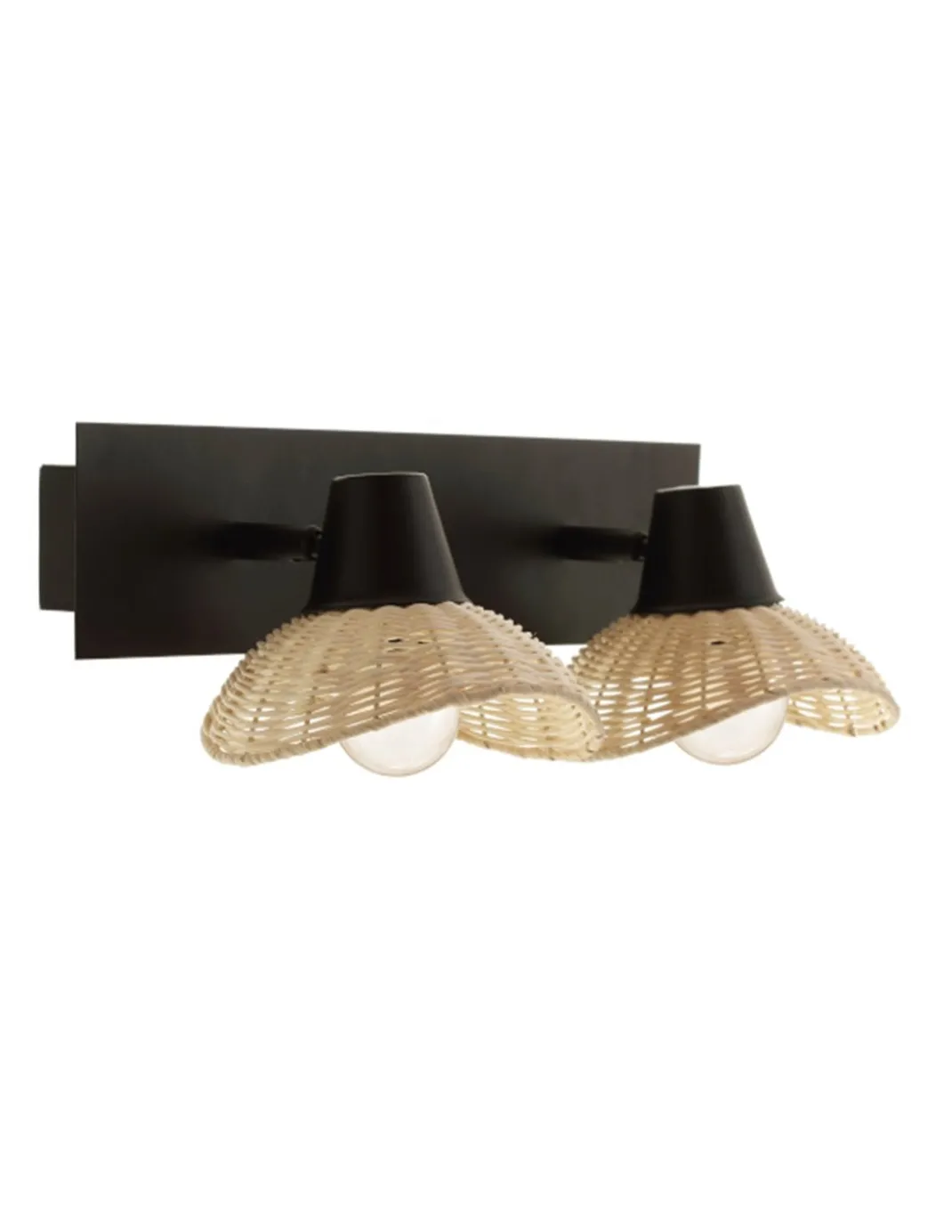 Aplique de pared Kasteli - IDP Lampshades - Lámpara con 2 pantallas de mimbre