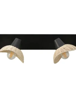 Aplique de pared Kasteli - IDP Lampshades - Lámpara con 2 pantallas de mimbre