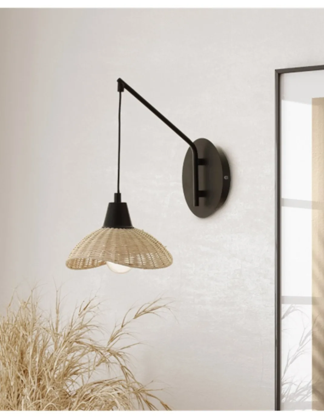 Aplique de pared Kasteli - IDP Lampshades - Lámpara de pared colgante de mimbre
