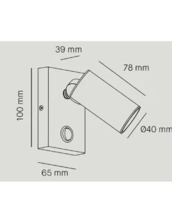 Aplique de pared LED Ø 4 cm y 11,7 cm de alto de acero con base rectangular en 2 acabados orientable y regulable 2700K - Milán
