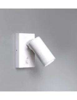 Aplique de pared LED Ø 4 cm y 11,7 cm de alto de acero con base rectangular en 2 acabados orientable y regulable 2700K - Milán