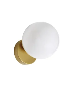 Aplique de pared Lymington – Luxcambra – Lámpara tipo bola, acabado dorado, Ø 14 cm