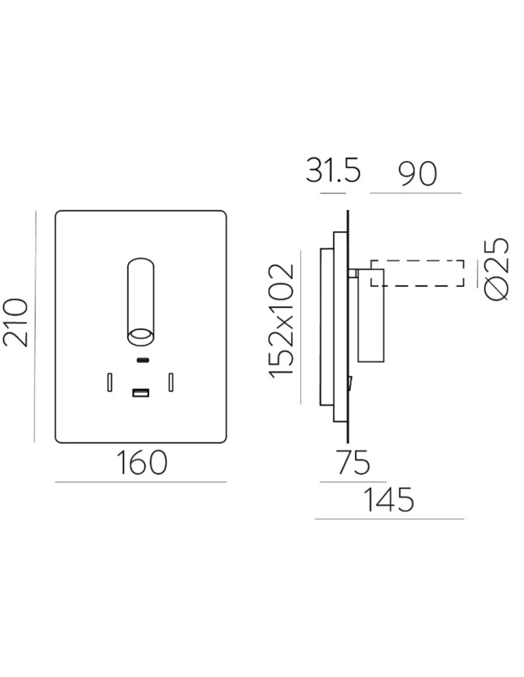 Aplique de pared Manat - ACB - Lámpara para lectura LED, doble emisión de luz