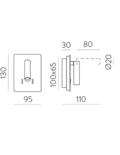 Aplique de pared Manat Mini - ACB - Lámpara de lectura con doble emisión de luz