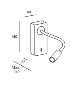 Aplique de pared Mine – FORLIGHT – Lámpara de lectura en 3 colores, flexo orientable LED
