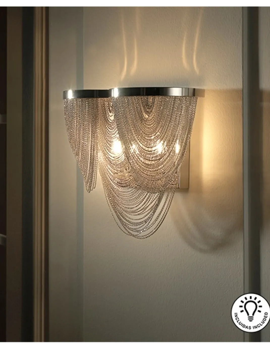 Aplique de pared Minerva – Schuller – Lámpara decorativa, acabado níquel