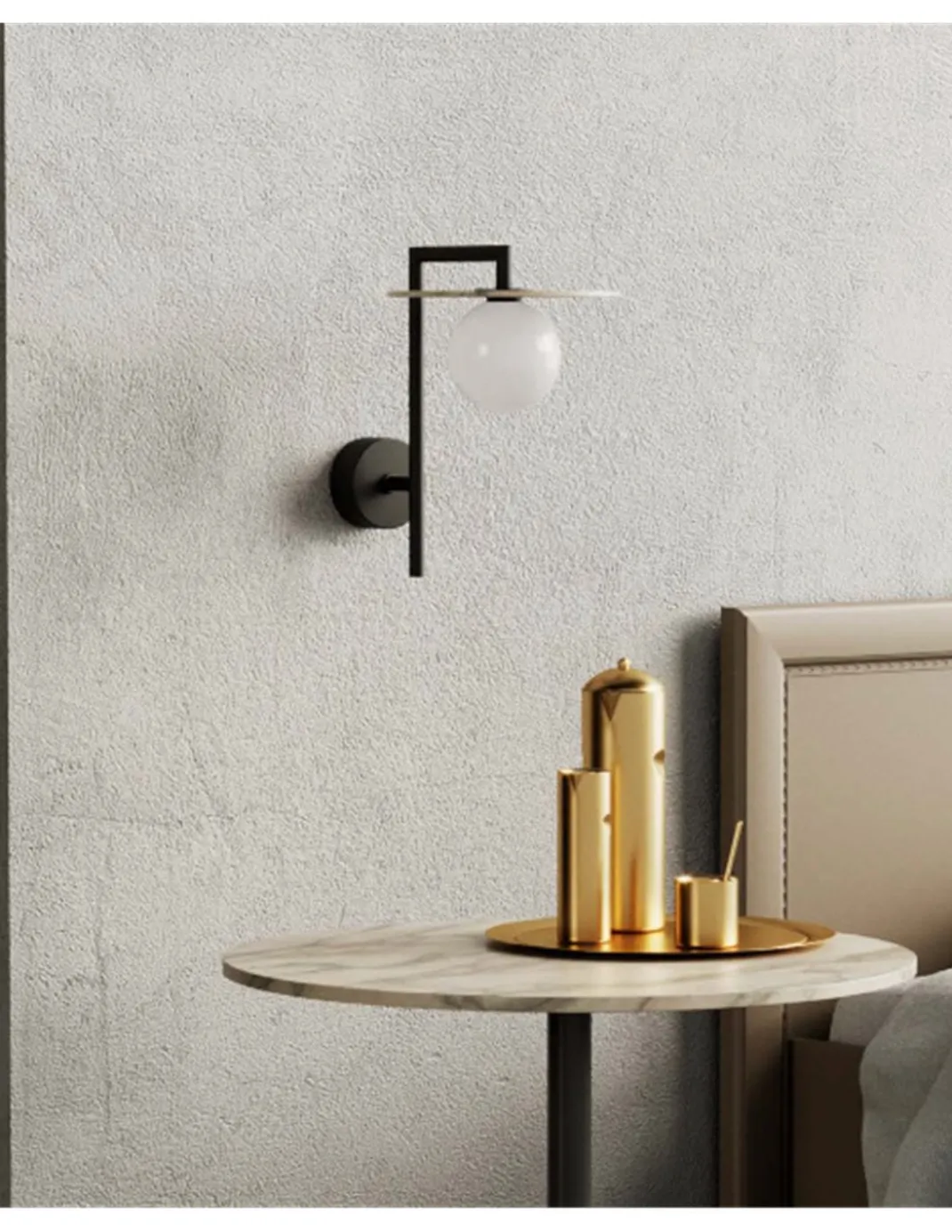 Aplique de pared Miro – Aromas – Lámpara de pared de alabastro, Lámpara negra+blanco, LED 2700K
