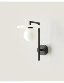 Aplique de pared Miro – Aromas – Lámpara de pared de alabastro, Lámpara negra+blanco, LED 2700K