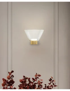 Aplique de pared New York - Mantra - Lámpara de cristal con base dorada