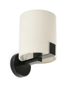 Aplique de pared Nila – Faro – Lámpara decorativa con pantalla de tela blanca