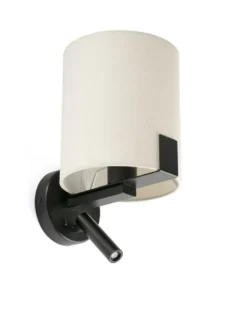 Aplique de pared Nila – Faro – Lámpara con lector, pantalla blanca