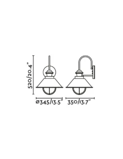 Aplique de pared Náutica – Faro – Lámpara para terraza, estilo rústico en marrón