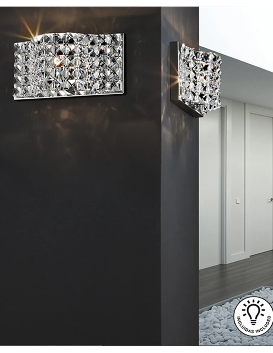 Aplique de pared Onda – Schuller – Pantalla de malla de cristales