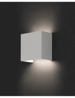 Aplique de pared Oslo – Faro – Lámpara cuadrada, Yeso blanco, 12.5 cm