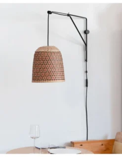 Aplique de pared Pikul Wall - PET Lamp - Diseño colgante con pantalla de fibra natural de bambú