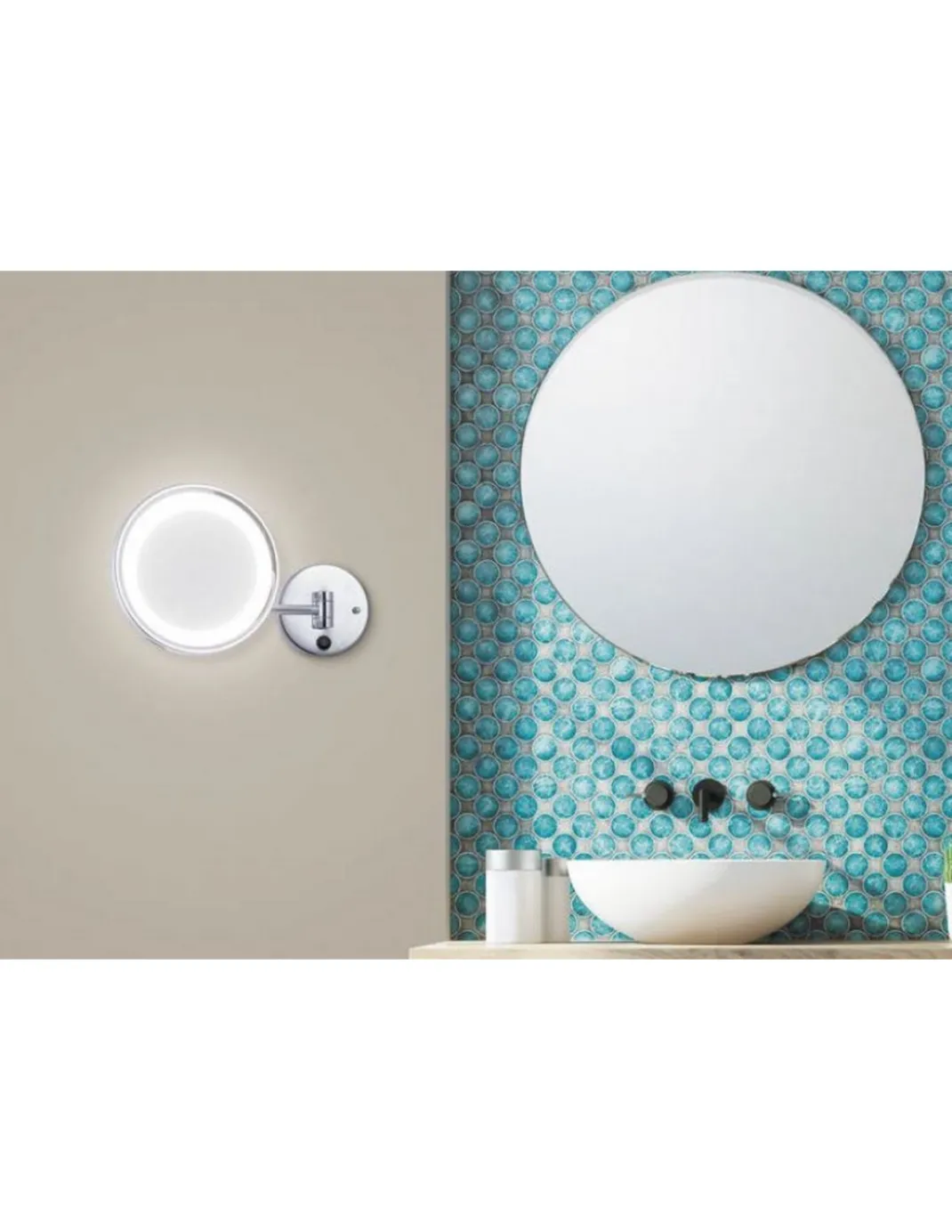 Aplique de pared Reflex - AJP - Espejo de aumento con luz LED para uso cosmético / maquillaje