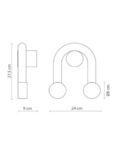 Aplique de pared Rigoberta Indirect Super-curved – Robin – Lámpara LED 3000K, Diseño minimalista en 2 colores