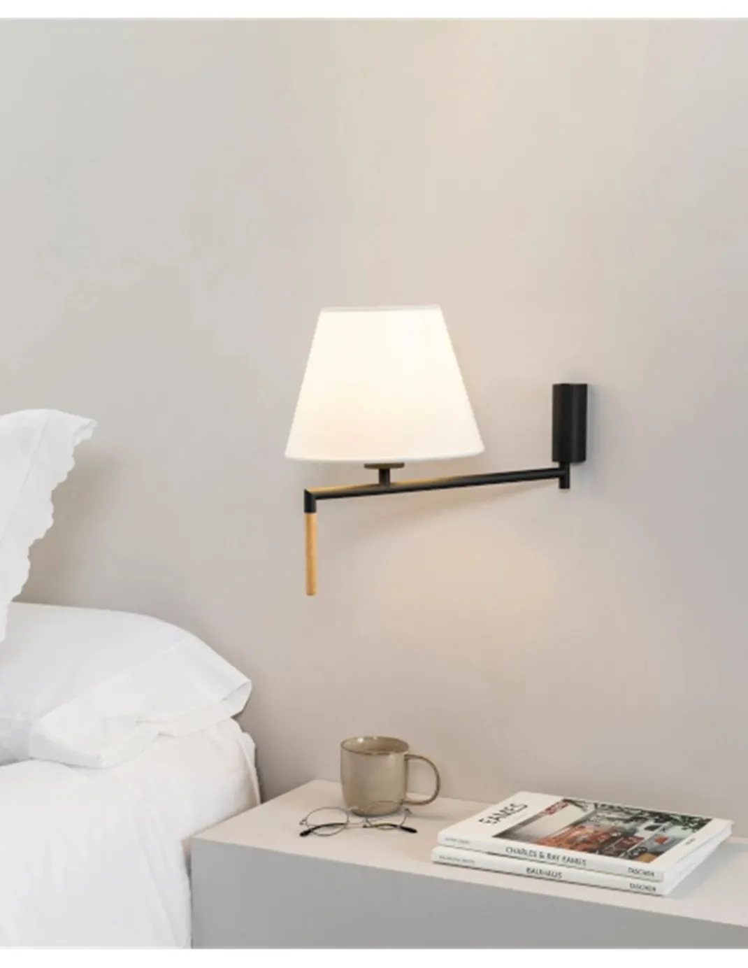Aplique de pared Ron - Faro - Pantalla textil orientable con interruptor