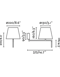 Aplique de pared Ron - Faro - Pantalla textil orientable con interruptor