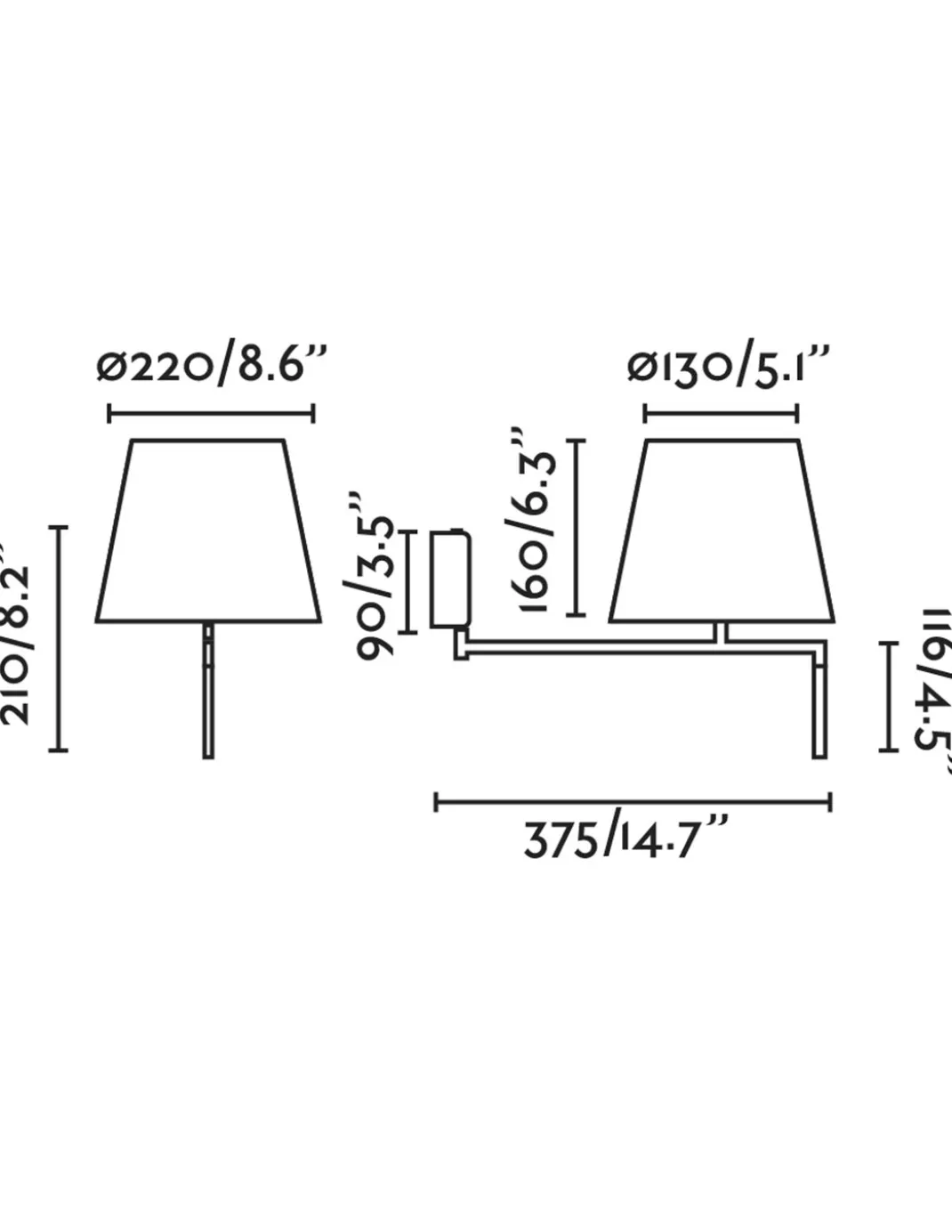 Aplique de pared Ron - Faro - Pantalla textil orientable con interruptor