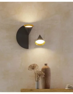 Aplique de pared Rubi Duo – Robin – Estilo moderno en negro y dorado
