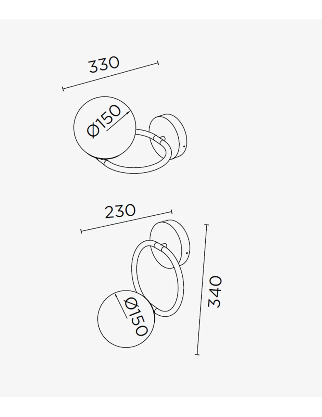 Aplique de pared Sphere – Pujol – Lámpara tipo bola, Pantalla inclinable
