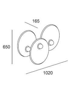 Aplique de pared Trip Triple - LedsC4 - Diseño decorativo con 3 discos de acero y tulipas de vidrio
