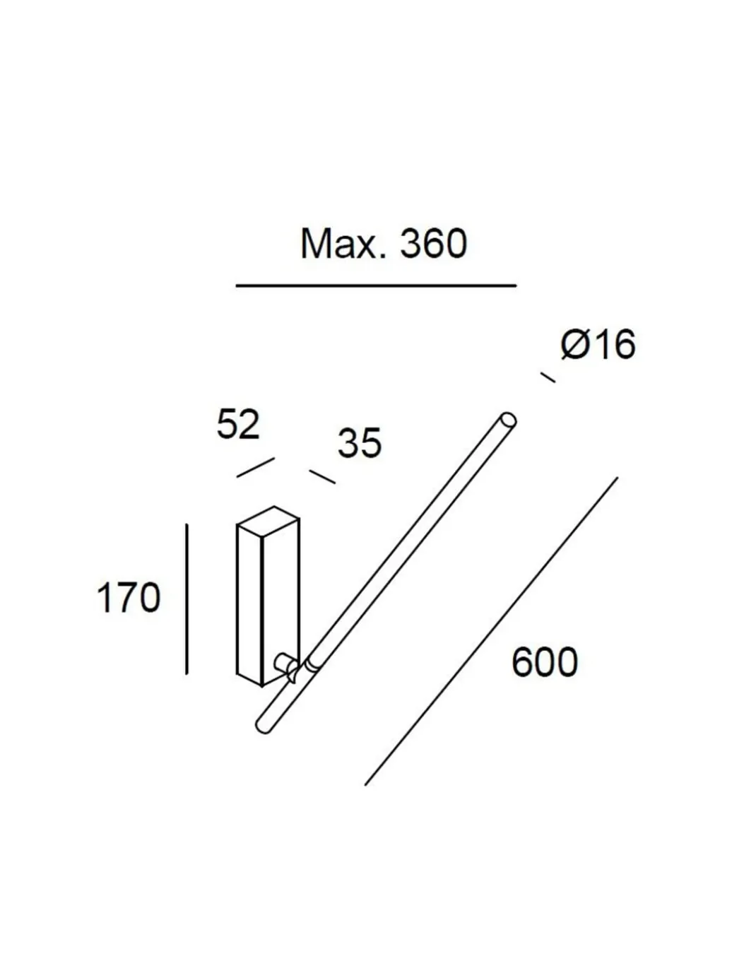 Aplique de pared Tubs - LedsC4 - Lámpara minimalista negra, orientable