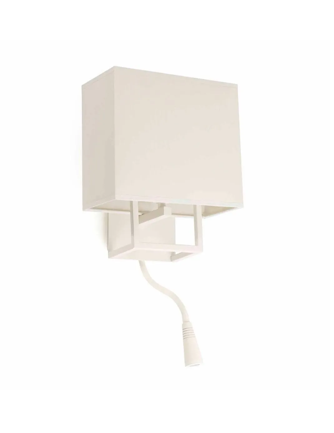 Aplique de pared Vesper – Faro – Lámpara con lector LED, pantalla de tela beige