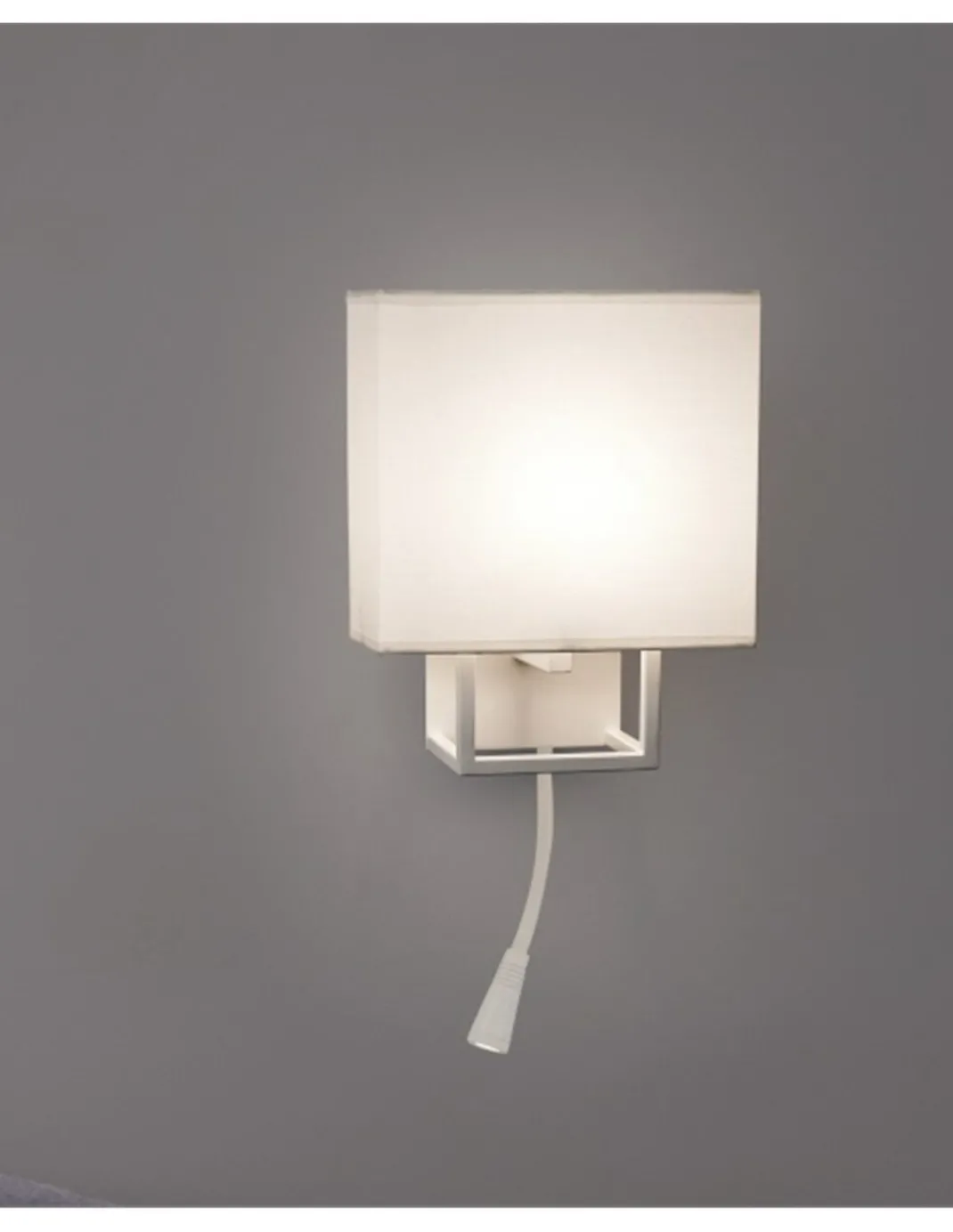 Aplique de pared Vesper – Faro – Lámpara con lector LED, pantalla de tela beige