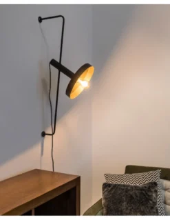 Aplique de pared Whizz – Faro – Diseño vintage en negro y dorado
