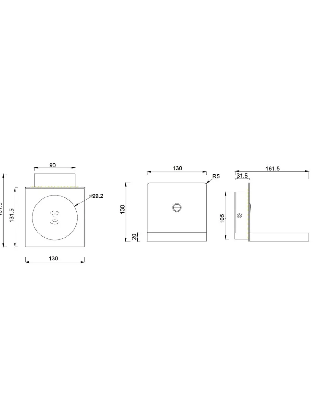 Aplique de pared Zanzibar – Mantra – Lámpara de dormitorio LED, Cargador de inducción