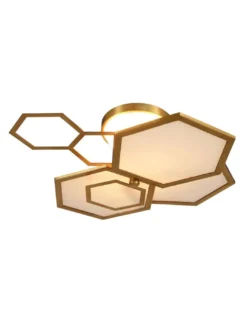 Aplique de techo Ramie - MYO - Aplique original decorativo con formas exagonales de latón y cristal