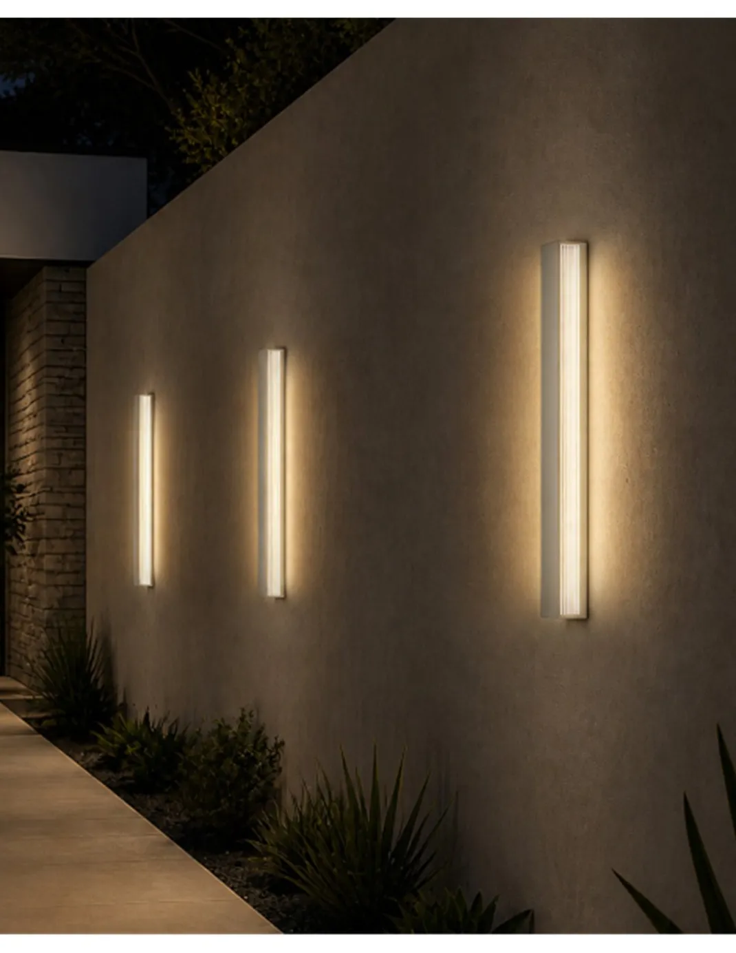 Aplique exterior Myn W Outdoor - B.lux - Diseño vertical minimalista con luz LED difusa para fachadas