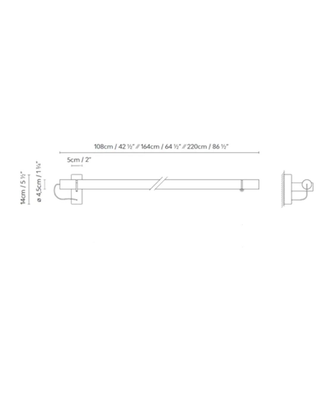 Aplique lineal Solid W - B.lux - Lámpara de pared LED para iluminación de cuadros y zonas decorativas