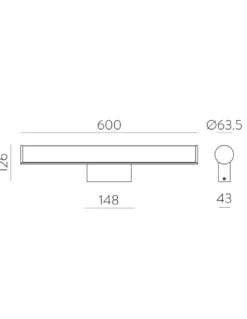 Aplique para espejo Ura - ACB - Lámpara lineal de metal y metacrilato IP44 para baño