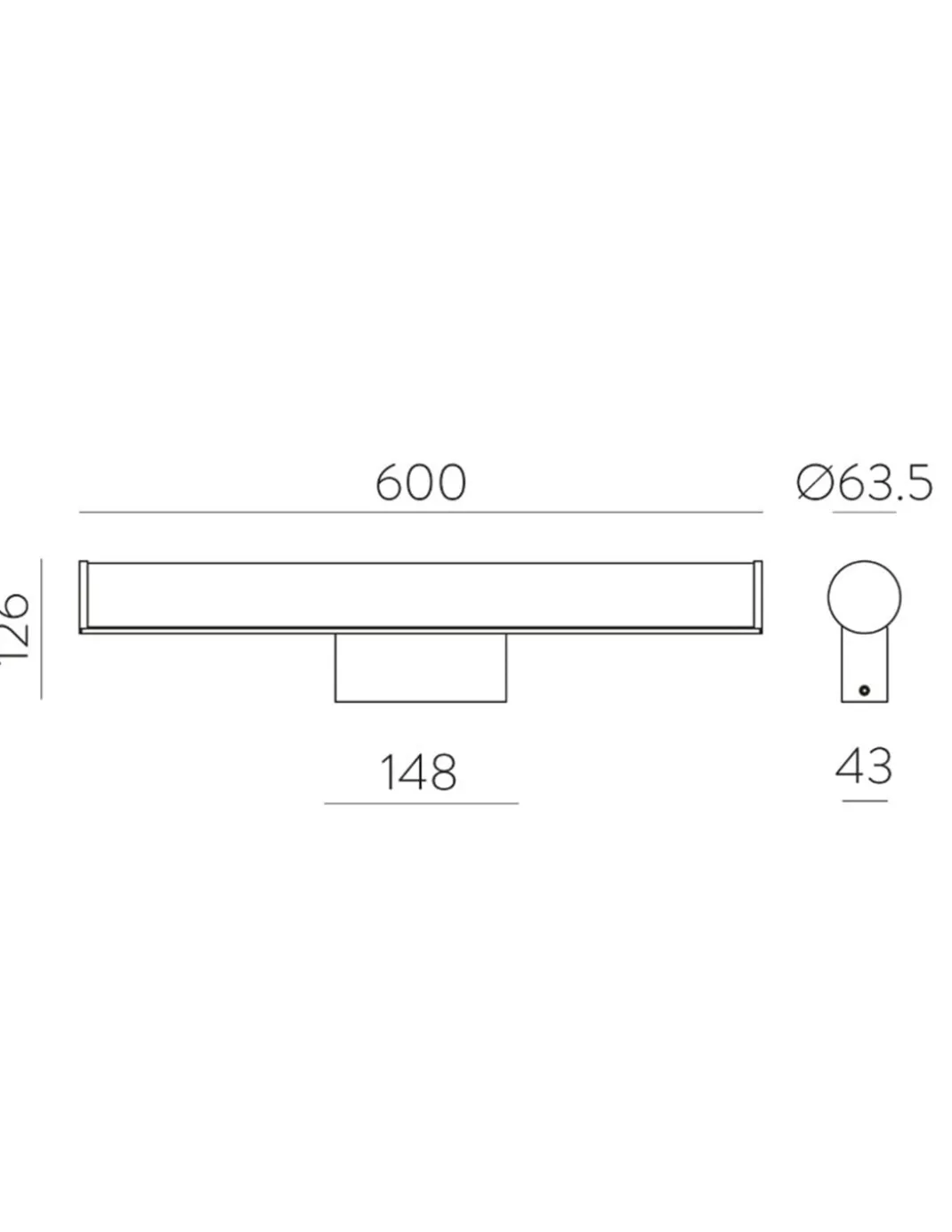 Aplique para espejo Ura - ACB - Lámpara lineal de metal y metacrilato IP44 para baño