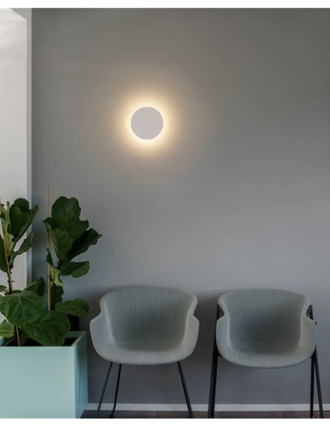 Aplique pared Luna – Faro – Lámpara de yeso blanco, LED 2700K, Ø 20 cm
