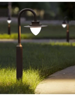 Baliza de exterior Calais - Iberlamp - Lámpara marrón LED